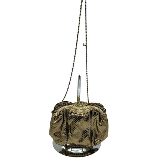 Vintage Snake Embossed with crystal embossing*Gorgeous kiss lock style crossbody - Picture 2 of 8